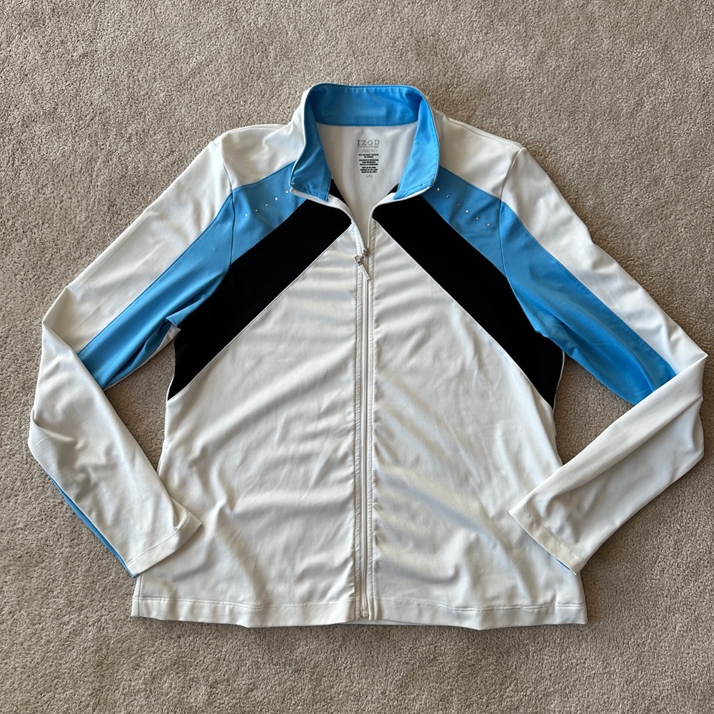 Izod Cool FX White and Blue Jacket/sweater